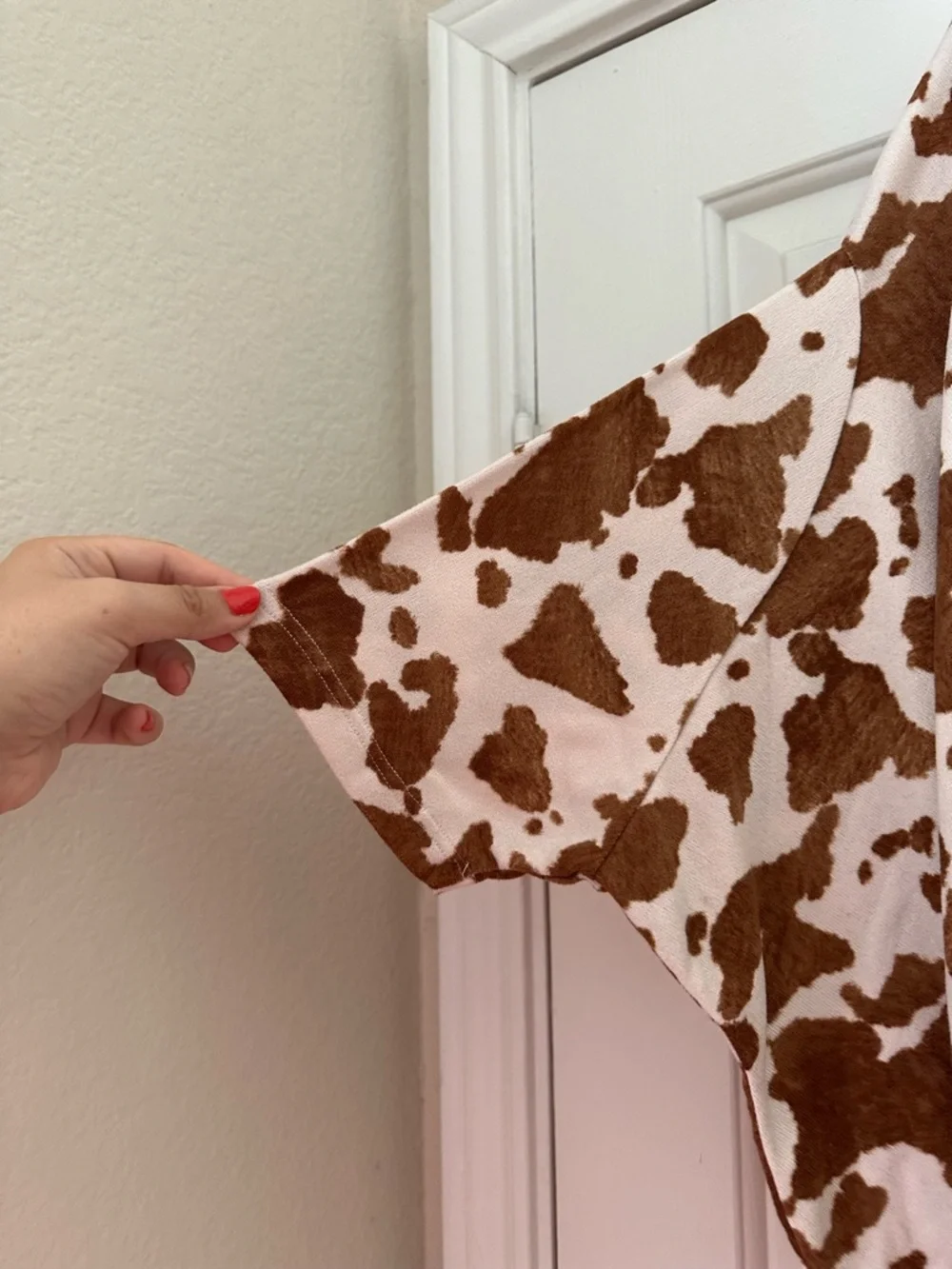 Jodifle Brown & White Cow Print Poncho Top - Picture 4 of 6